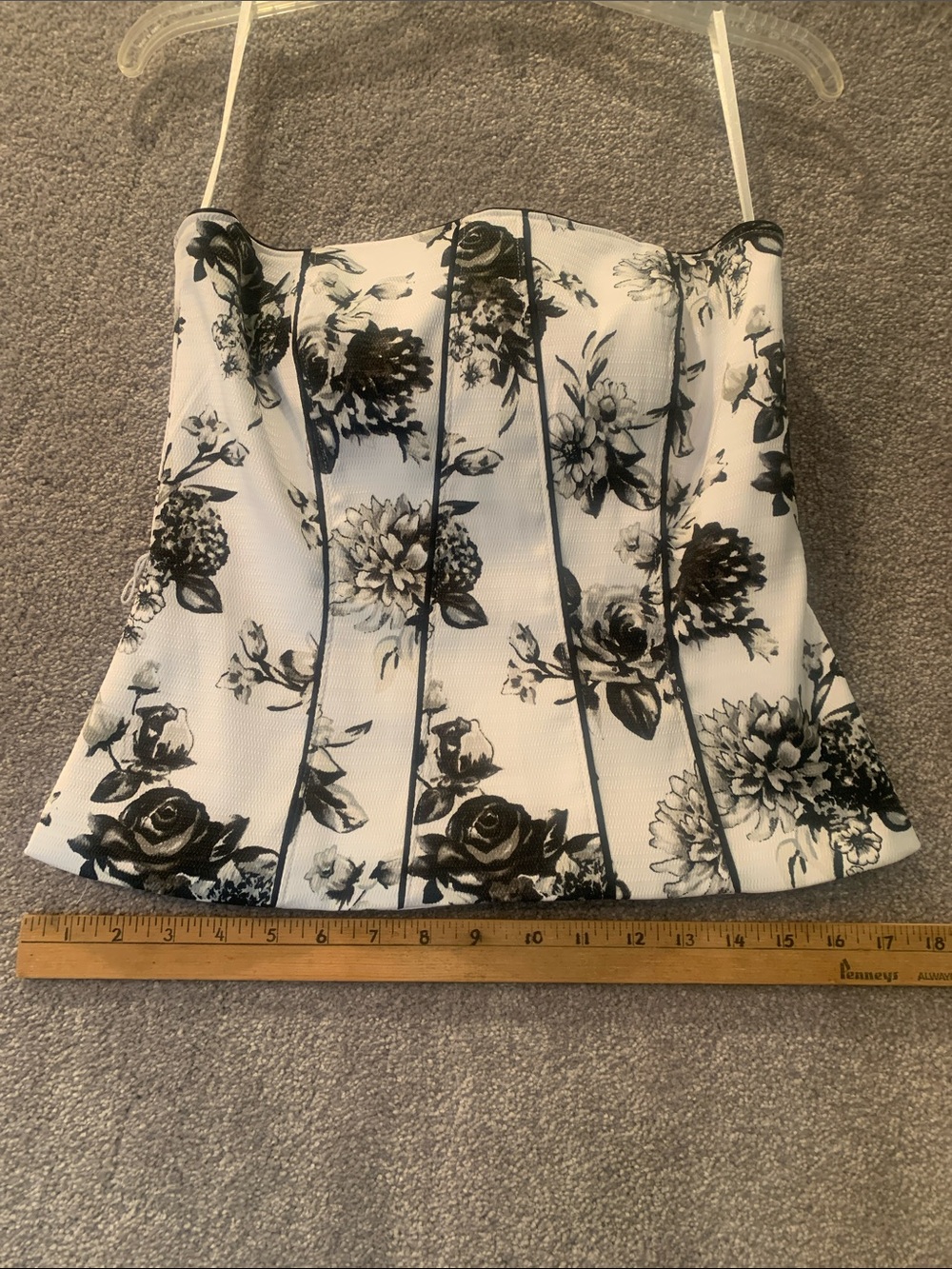 White House Black Market Black & White Floral Bustier Camisole